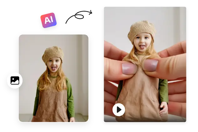 Transformer une image d'enfant en vidéo AI squish dans AI Ease