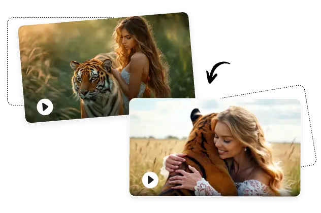 Transformez une image en une vidéo d&#039;étreinte du tigre à l&#039;aide du générateur d&#039;images vidéo d&#039;AI Ease