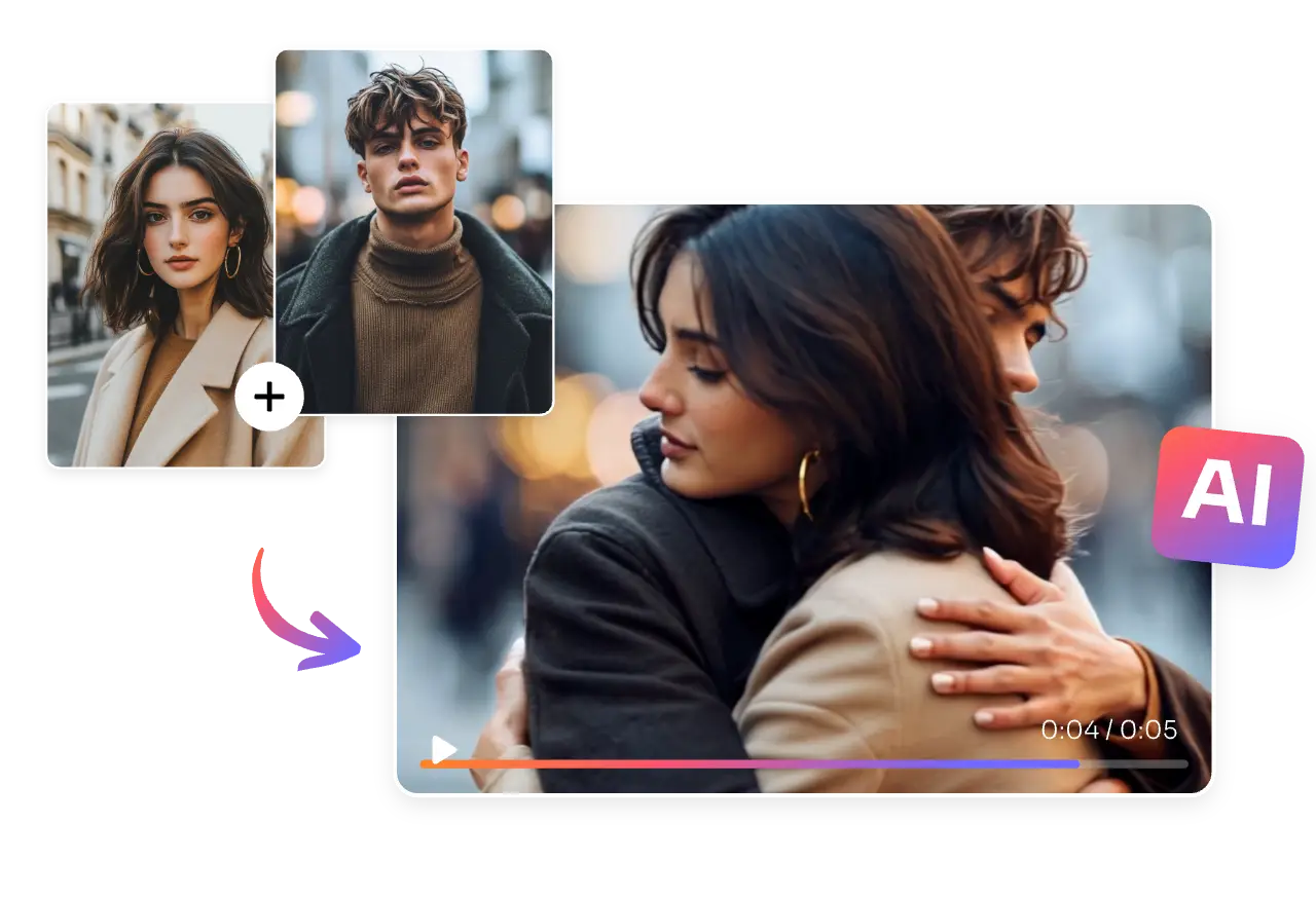 upload a women portrait and a handsome man photo to aiease ai hug generator to make a hugging video with ai