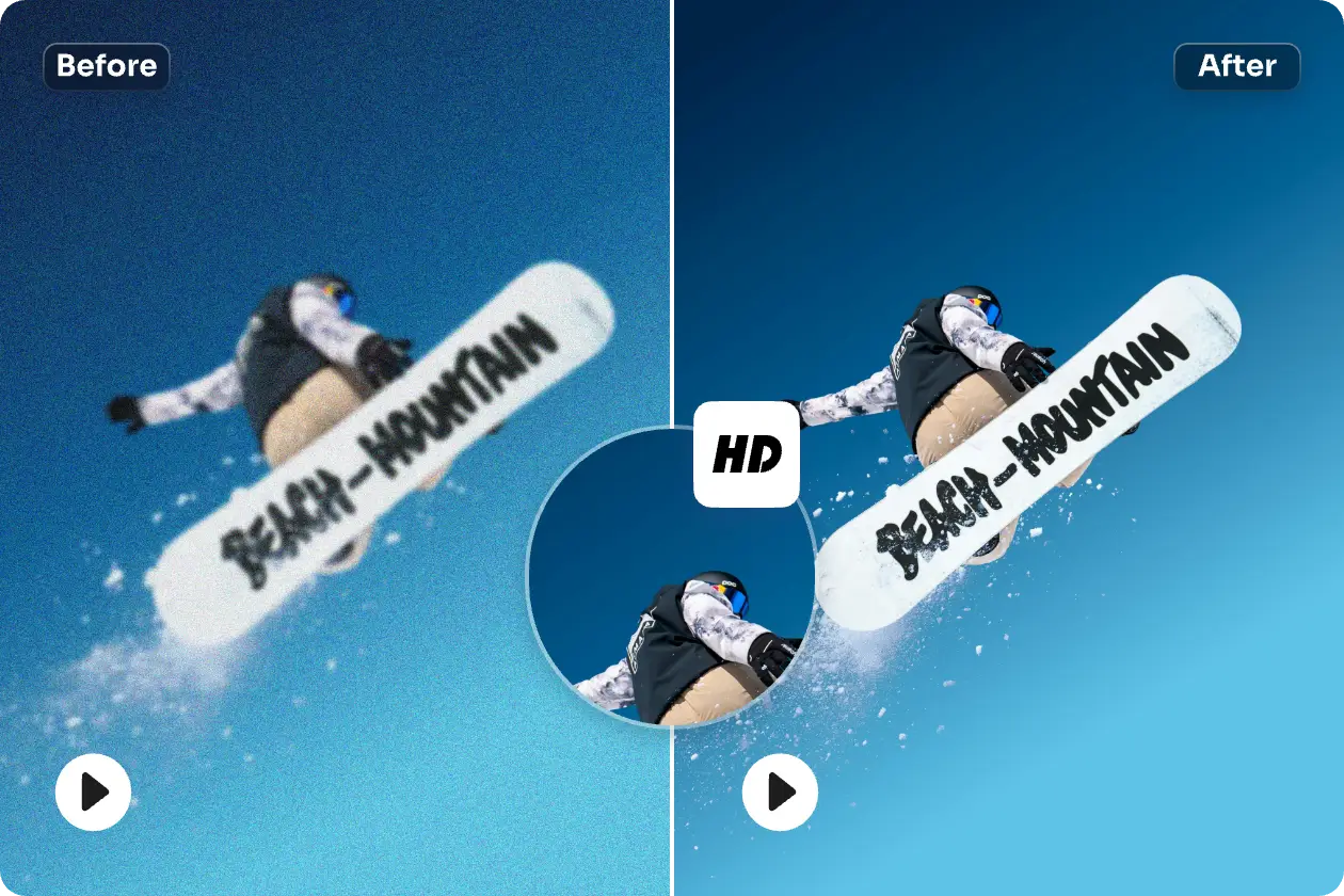 upscale skiing video to improve video quality with AI Ease's video AI upscaler
