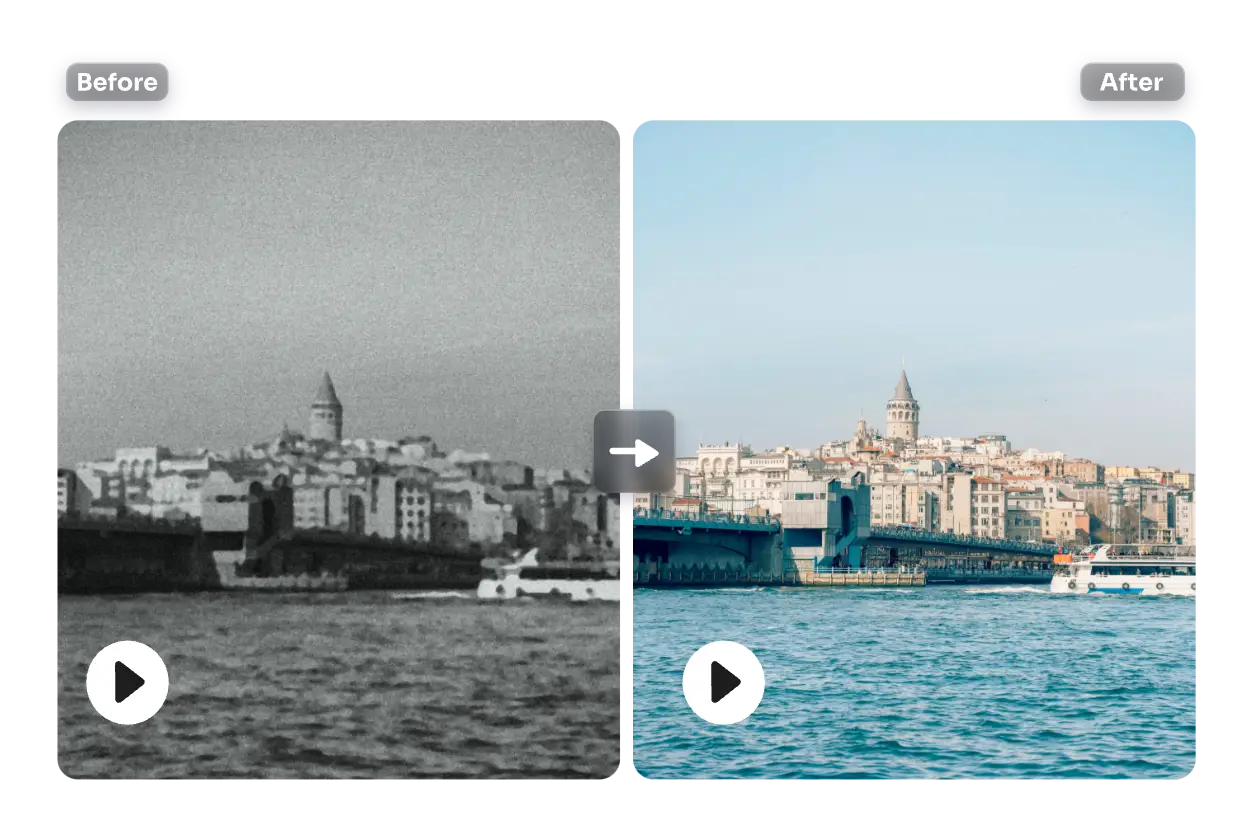 mit ai ease video klarer verbessertes altes video eines hafens