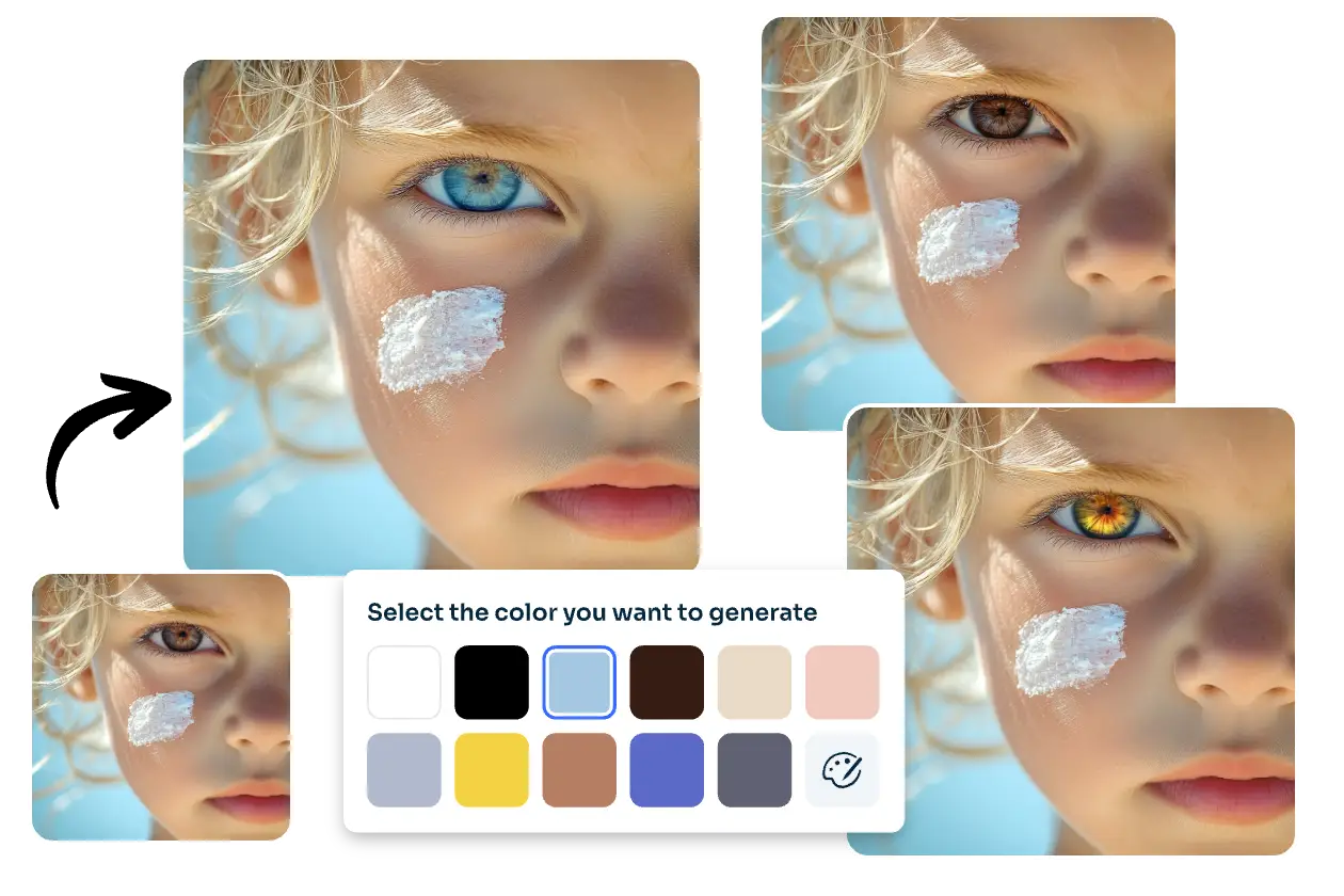 Virtuelles Anprobieren verschiedener Augenfarben mit ai ease eye color changer