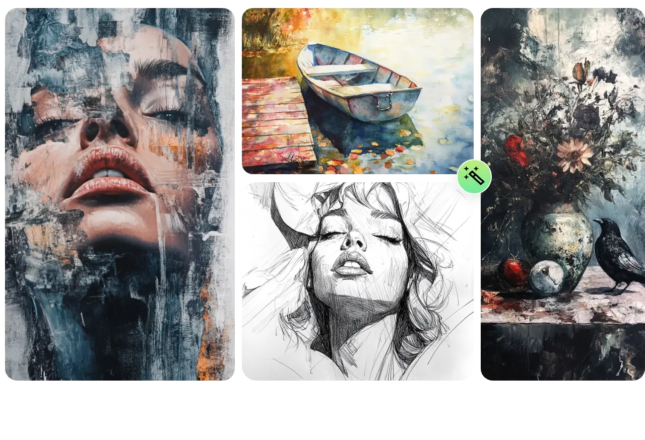 4 artistic images generated by AI Ease's ai painting generator