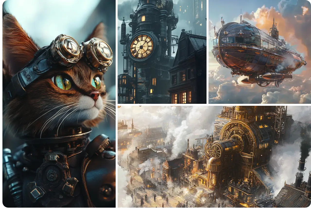 4 images steampunk générées par AI Ease&#039;s steampunk ai