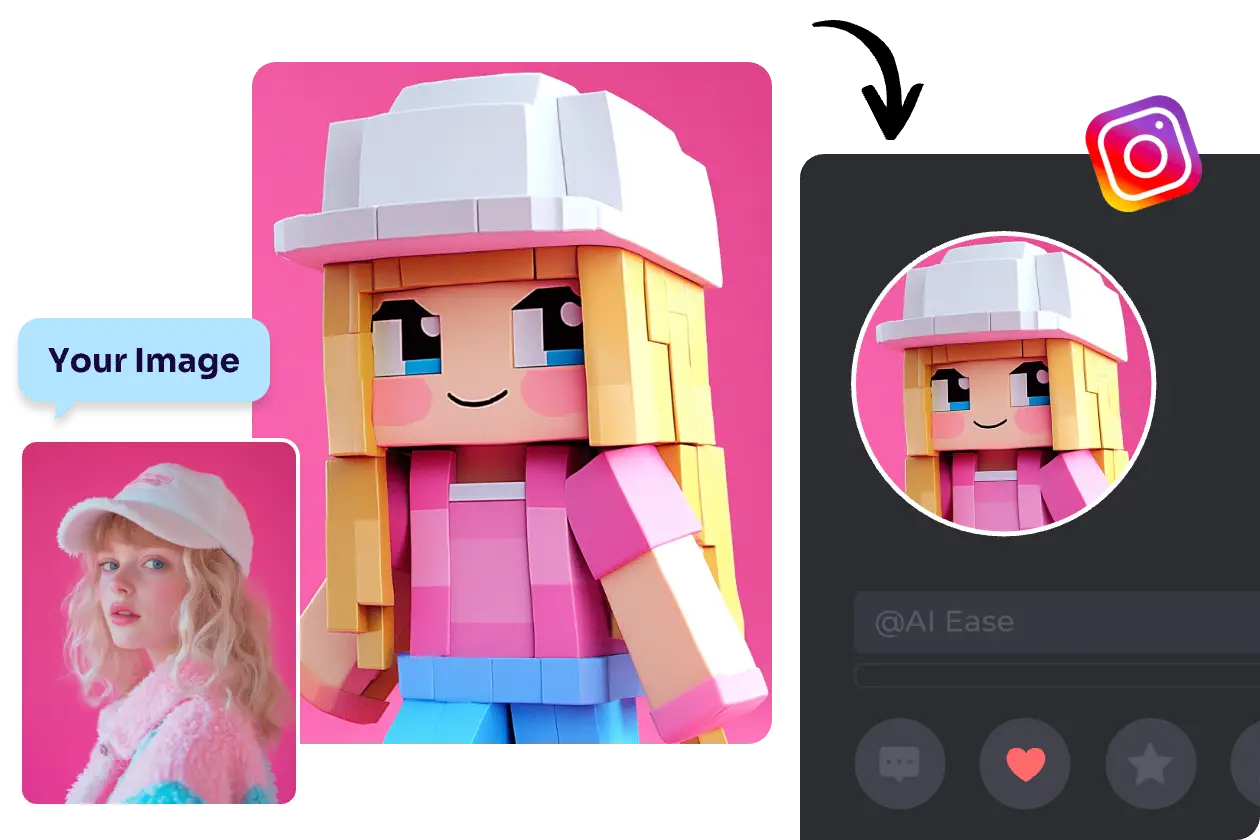 a avatar generated with ai ease minecraft ai fliter