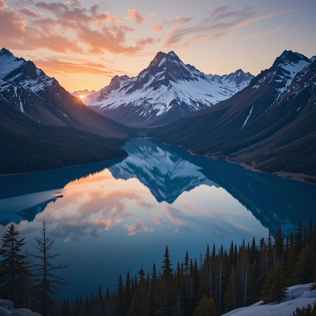 une belle image de paysage avec des montagnes et un lac générée par une bonne image d'aide à la décision.