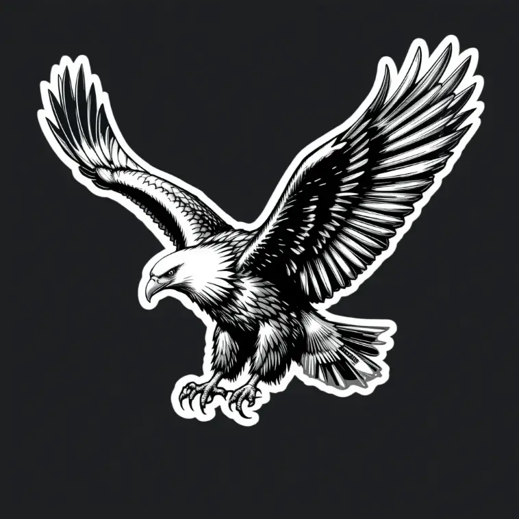 un autocollant cool d'aigle en noir et blanc fait dans aiease ai sticker generator
