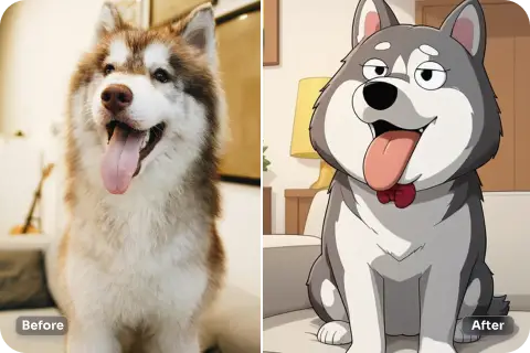 a cute dog in family guy style