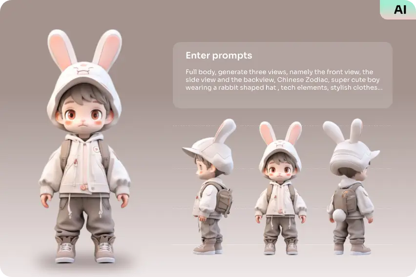 uma mascote de rapazinho bonito criada no aiease 3d character creator