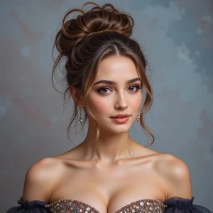 a female with the high messy bun prom hair style