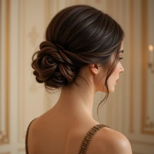 a girl with the elegant low bun generated by ai ease