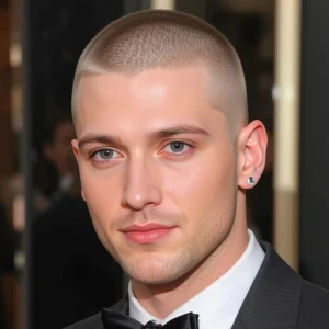 a guy with refined buzz cut for prom
