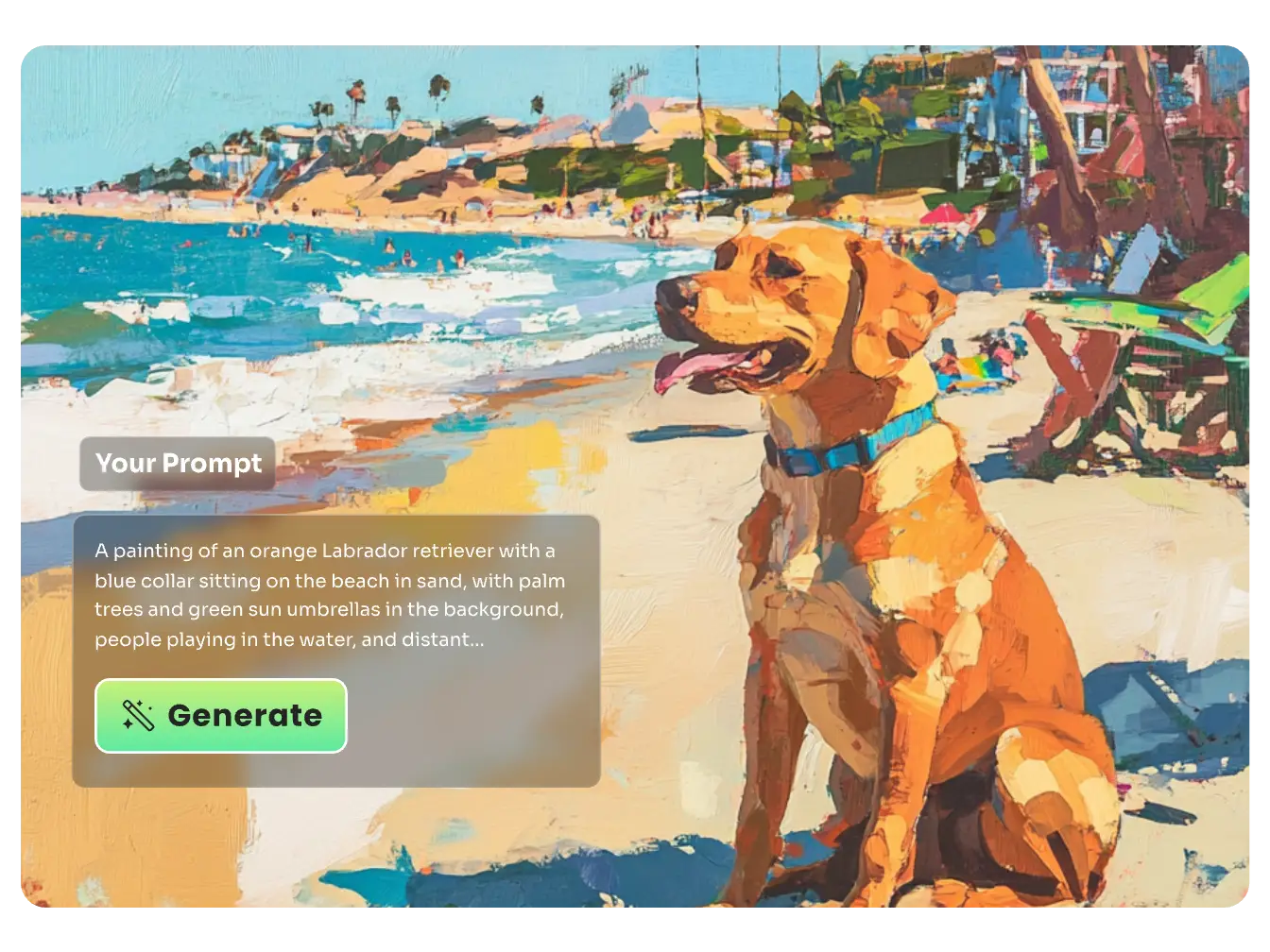 une image d'un chien assis sur la mer générée par ai ease