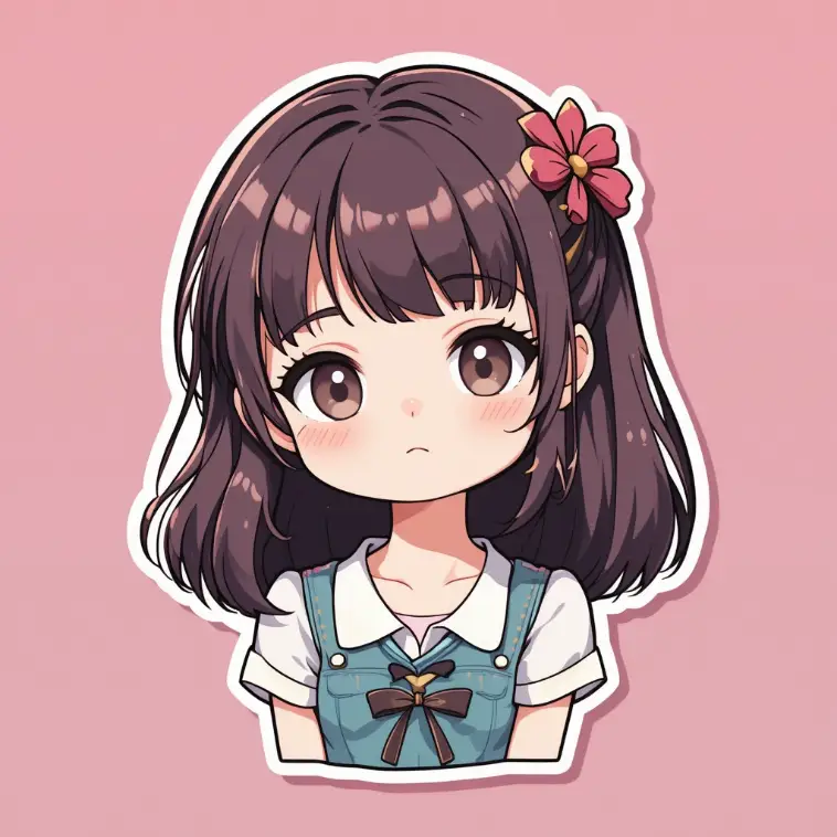 un autocollant de fille kawaii fait dans aiease ai sticker generator