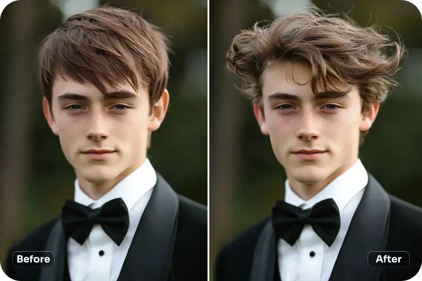 a male prom hairstyle with ai ease hairstyle simulator