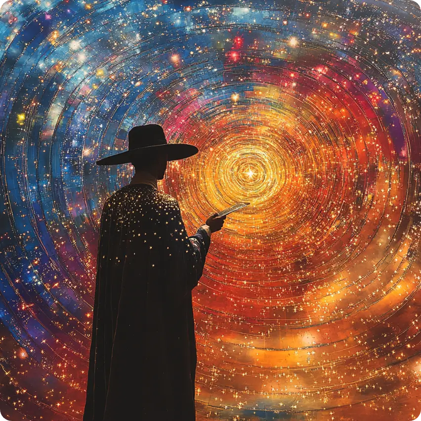a man standing before the star sky made in aiease fantasy character generator