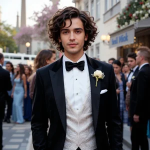 a man with casual dweep curly hair fora prom