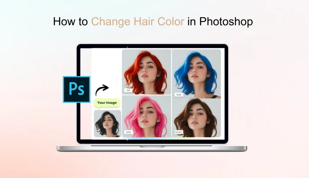 a photo of how to change hair color with photoshop and ai ease