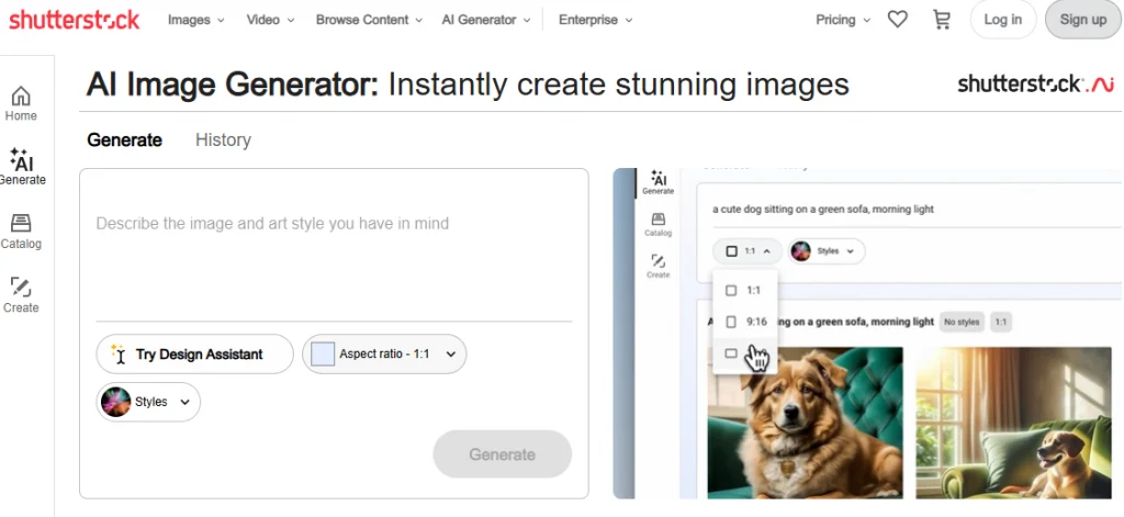 a screenshot of shutterstock ai image generator
