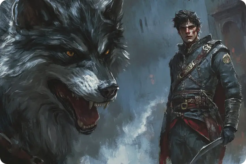 a wolf and man generated by ai concept art maker