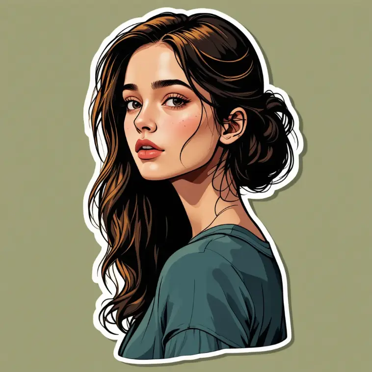 un portrait de femme autocollant de style cartoon fait dans aiease ai sticker generator
