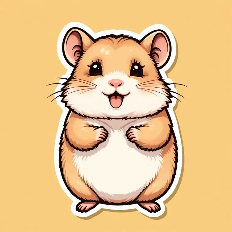 un rat jaune autocollant fait dans aiease ai sticker generator