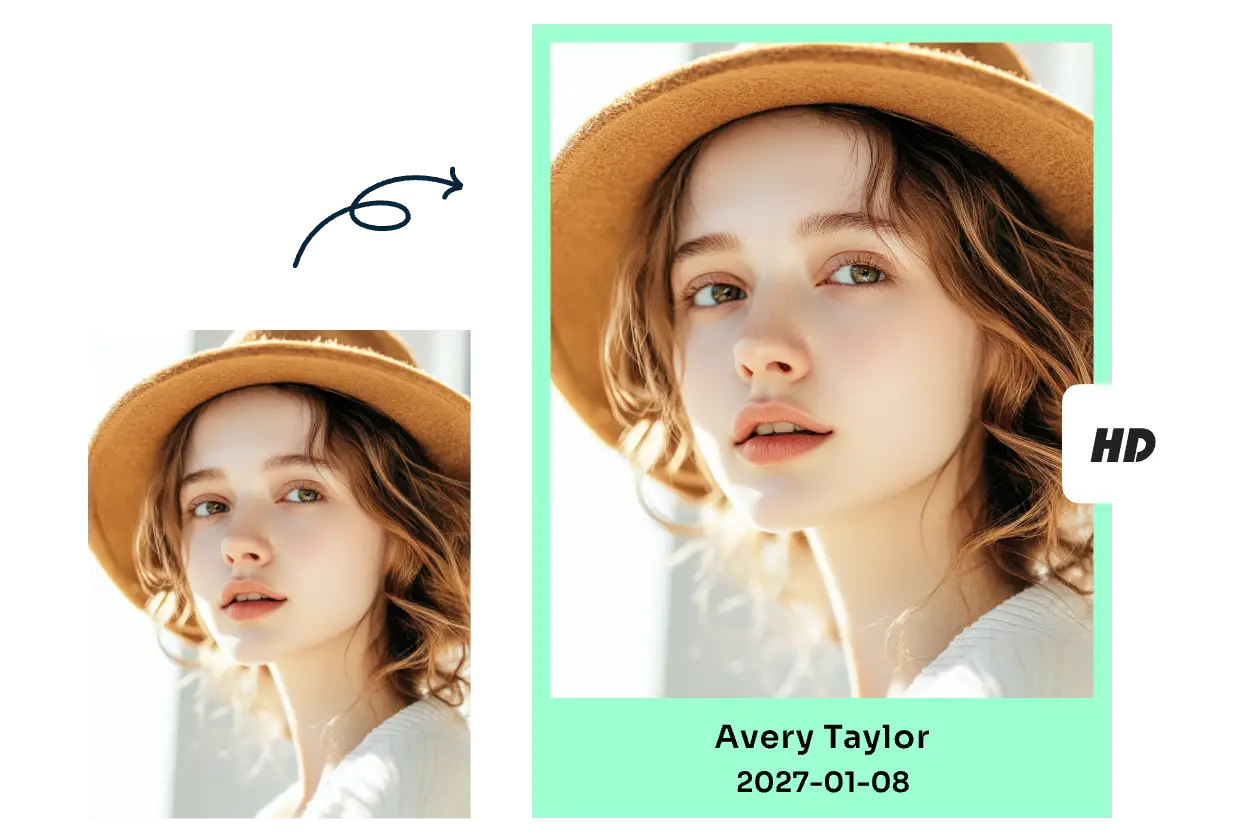 add name and date in photo for a girl without quality loss