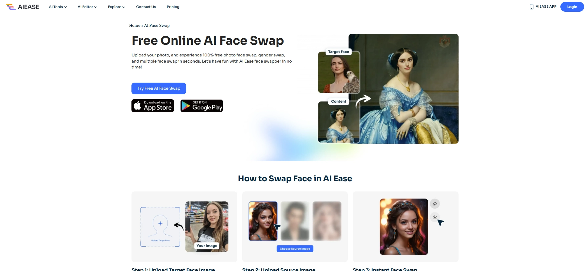 ai ease free online AI face swap