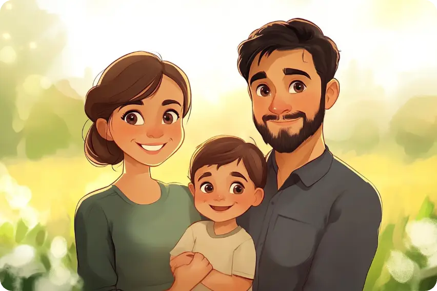 cartoon ai family photos make by ai ease family photos generator