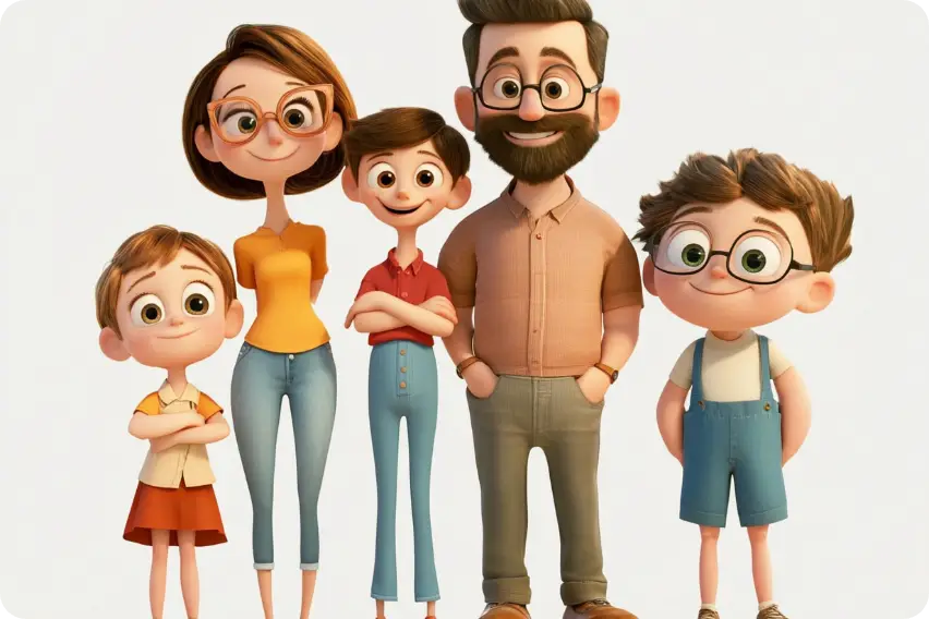 cartoon family photos make by ai ease family photos maker