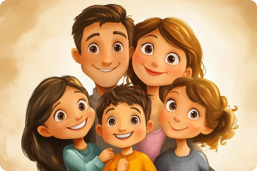 ai cartoon family photos make by ai ease family photos generator