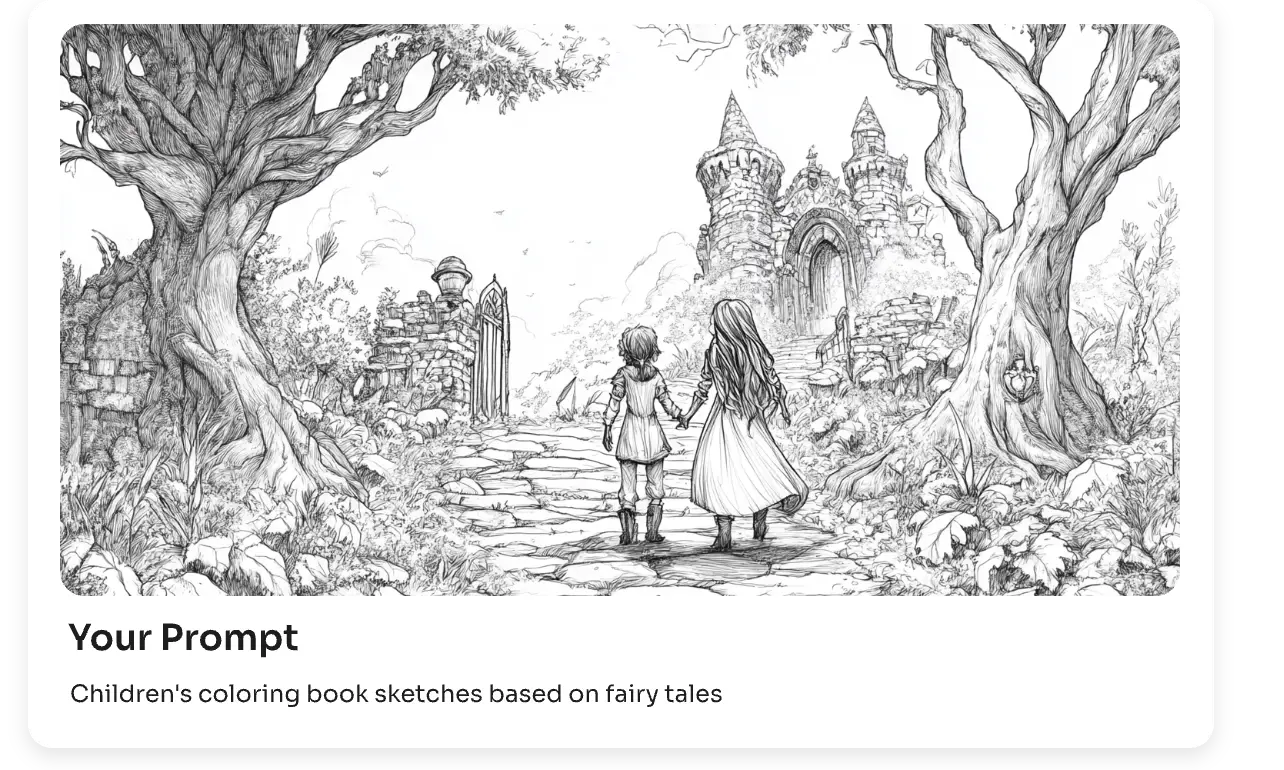 Desenho para colorir de duas crianças que vão para um castelo abandonado