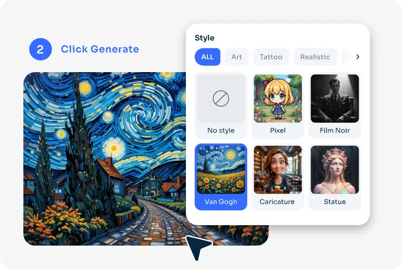 choose teh vangogh style