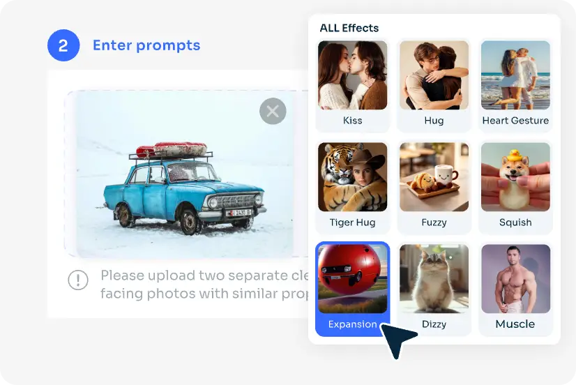 choose the expansion video effect in aiease