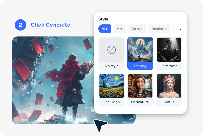choose the fantasy style in aiease fantasy character generator