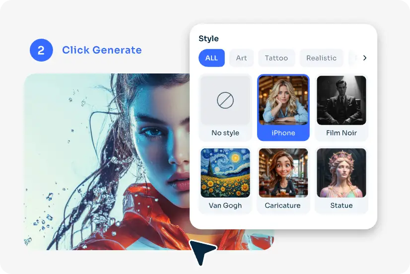 choose the iphone style from ai ease preset style library
