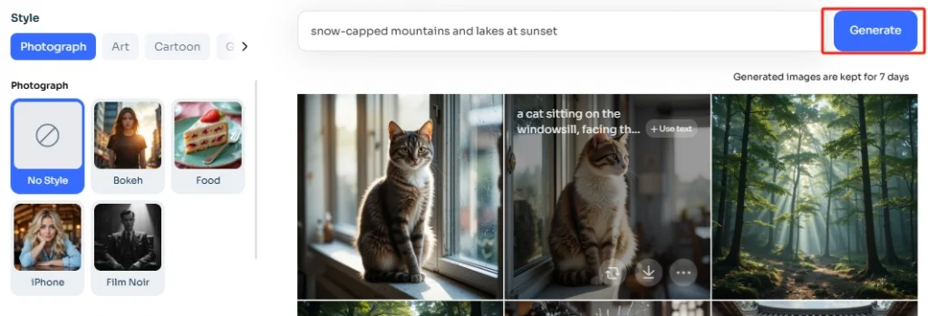 click the generate button to use the adobe ai image generator ai ease to output images in seconds