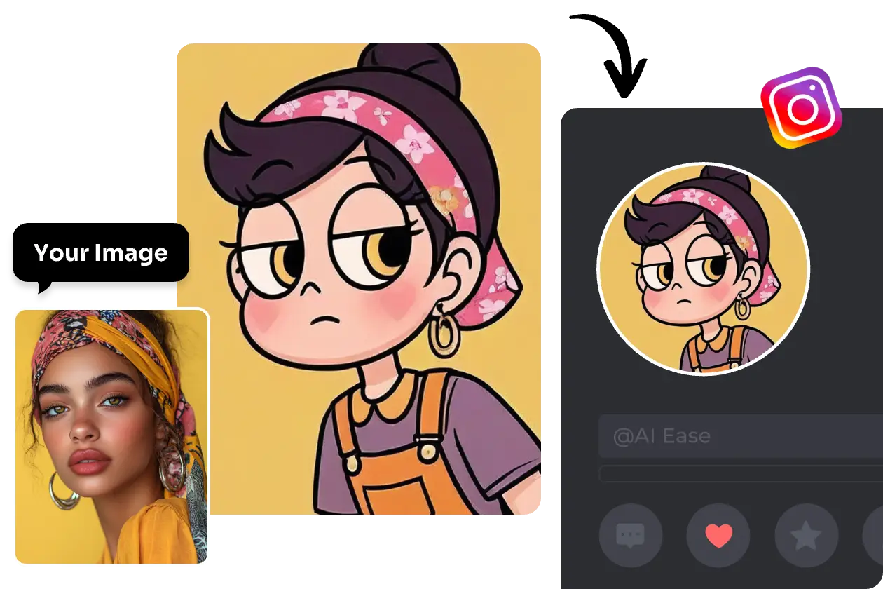 convert a girl portrait into flat cartoon and use it as ins avatar