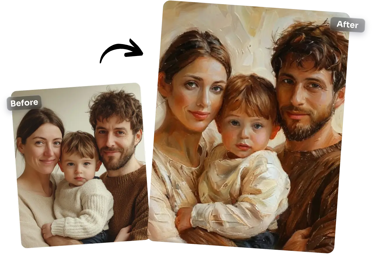 convierte una foto de familia en una pintura al óleo con AI Ease