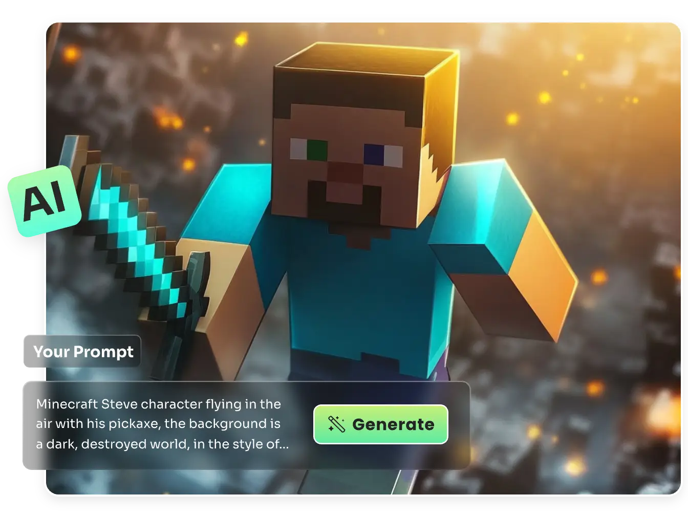 convert text prompt into a minecraft ai image with ai ease
