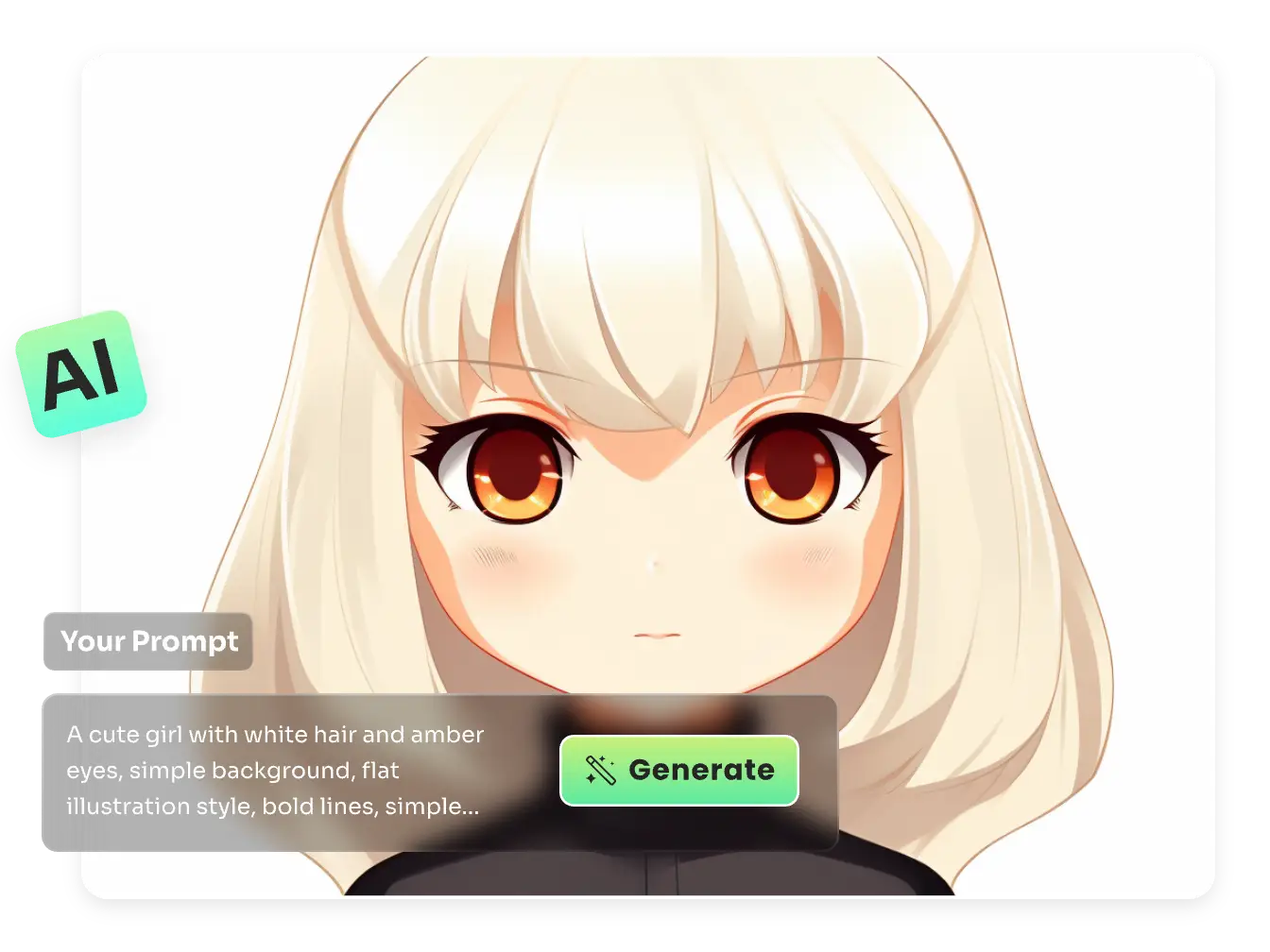 aiease pngtuber makerでテキストからかわいい金髪のアニメ少女のpngtuberを作成する
