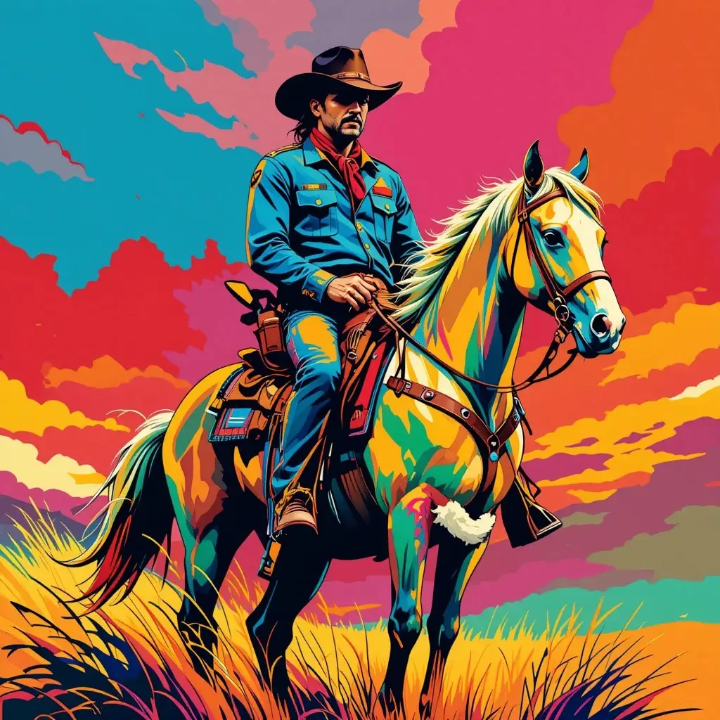 crear ai pop art vaquero y caballo con ai facilidad