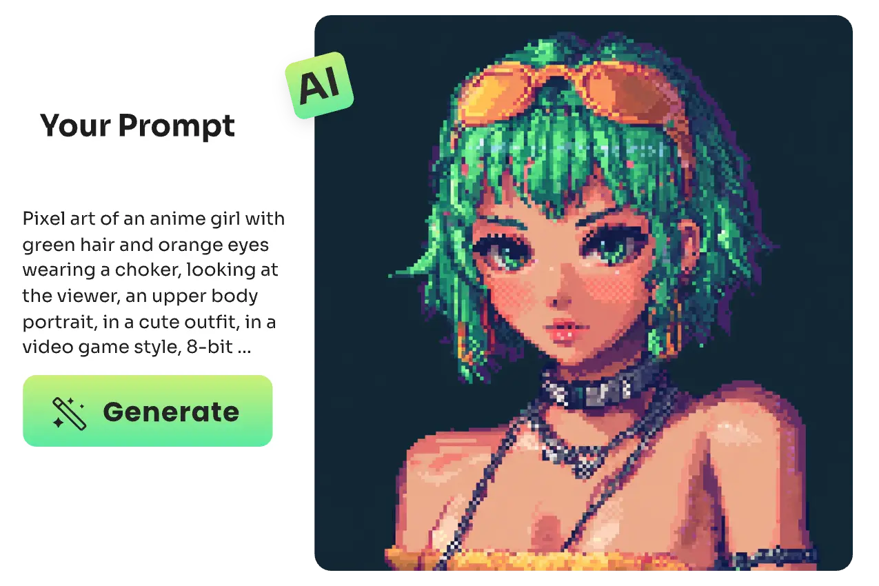 create an ai girl of sprite art style by typing your prompts