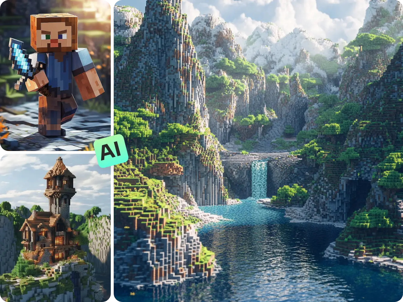 create minecraft ai images like portraits, buildings, landscapes