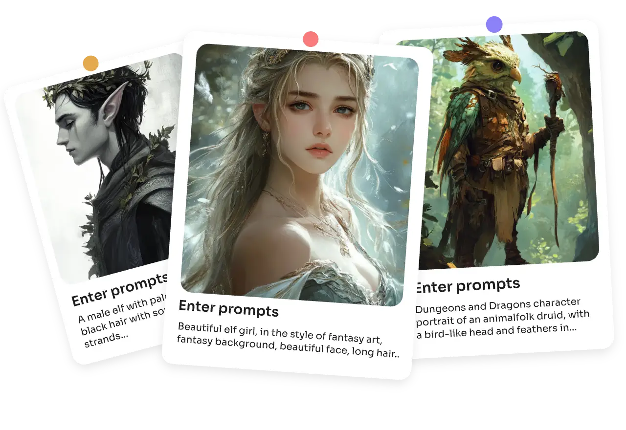 create three fantasy characters from text with aiease fantasy character generator