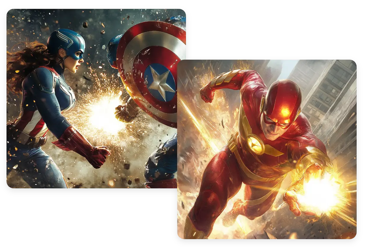 create two superheros like marvel with aiease ai superhero generator