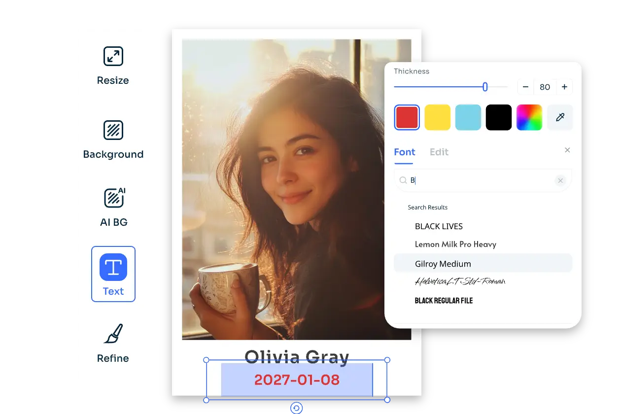 edit a photo by selecting color and style