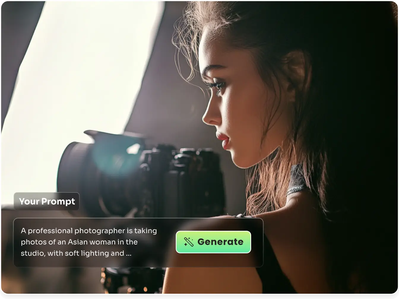 enter text in prompt box to generate an influencer photographer with ai ease