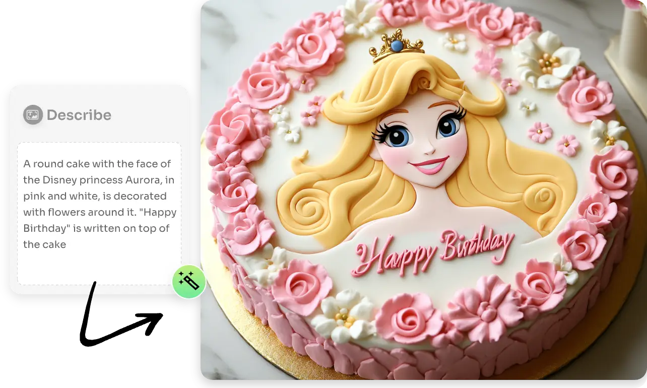 introduzca texto para generar una tarta de cumpleaños con la cara de la princesa disney aurora