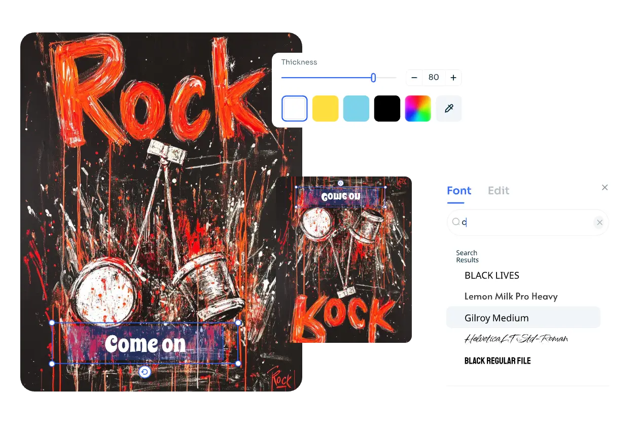 voltea el texto y el elemento de la imagen de la banda de rock para crear efectos sorprendentes